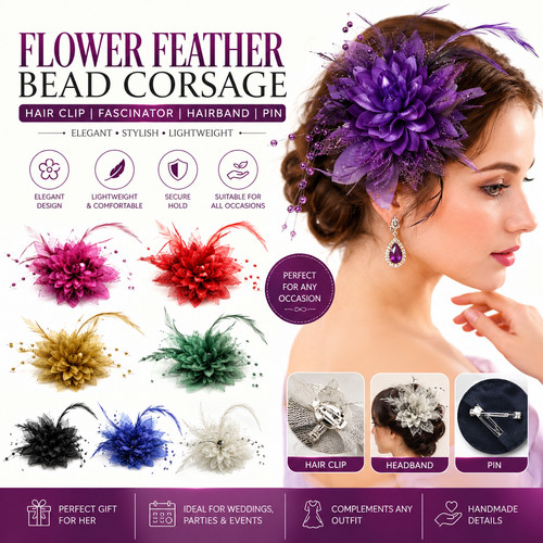 Flower feather fascinator - flower,
