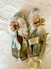 Vintage Ballet  Pointes Shoes In Shabby *Faded Green* From An Old Dance School