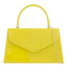 Women's Patent Plain Leather Shine Clutch Bag Handle Evening Party Prom Wedding