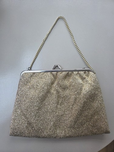 Vintage gold handbag textile - vintage,