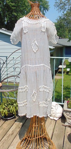 1920s white organdy - white, waist