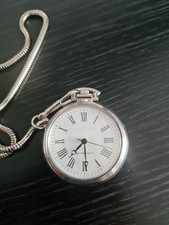 moderne  Taschenuhr Herren mit Uhrenkette 70er Jahre   - Handaufzug - Werk läuft