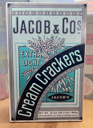Vintage tin cream crackers - cream,