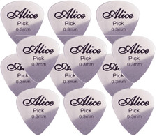 A Pack of 12 Alice Stainless Steel Guitar Picks 0.3mm