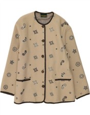 GEIGER Womens Abstract Pattern Jacket EU 42 Large Beige Wool TQ07