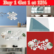 Acrylic Glass Mirror Tiles Wall Sticker Self Adhesive Stick On DIY Home Decor UK