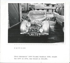 1949 TRIUMPH 2000 ROADSTER LKK 175 B/W PHOTOGRAPH