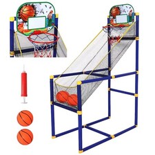 Childrens Indoor Outdoor Arcade Style Basketball Stand With Net Hoop Balls Pump