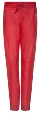 Women's Red Real Leather Trousers Joggers High Waist Napa Track Sweat Pant Jog
