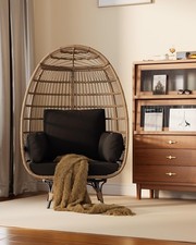 360° Swivel Egg Chair Outdoor Indoor Wicker Egg Chairs with Cushion Lounge Chair