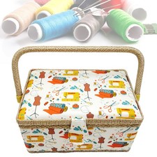 Household Fabric Craft Sewing Tool Basket Thread Needle Storage Box Organizer e