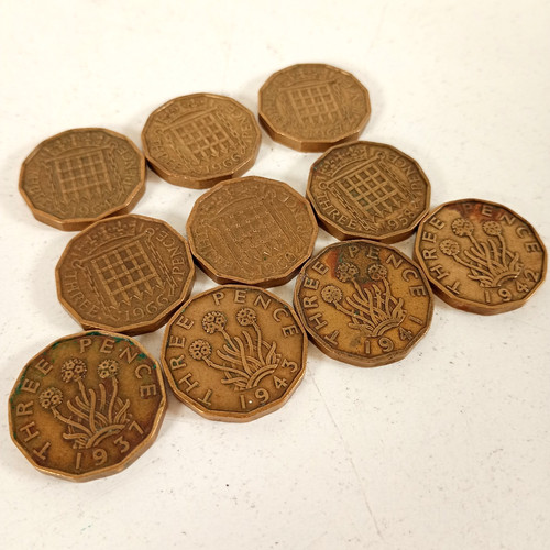 Three pence brass - pence, "brass"