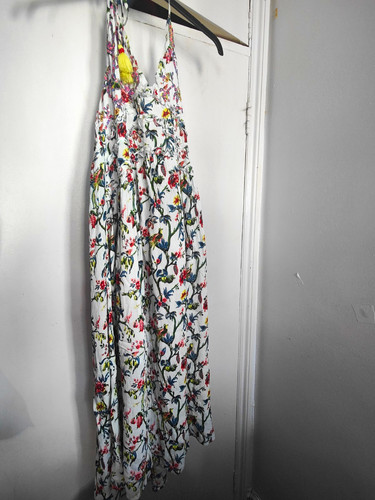 Barok white floral print - print, maxi