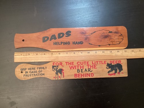 Vtg wooden paddles cute - 2,