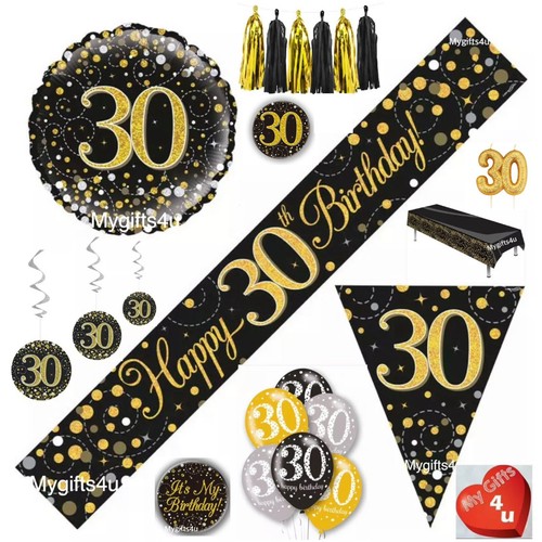 Black 30th happy birthday - black, &