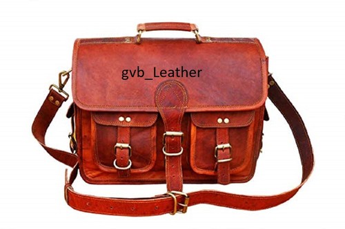 Leather messenger shoulder - 18",