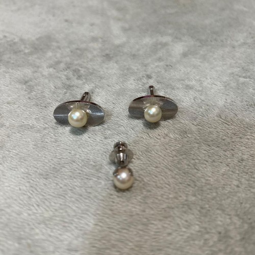 Pearl cufflinks tie - pearl,