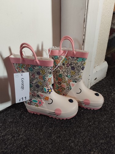 Pink floral kids wellington