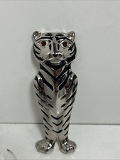 SPHINX Signed Large Silver Tone Tiger Brooch