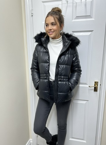 Zara black down filled - down, hooded