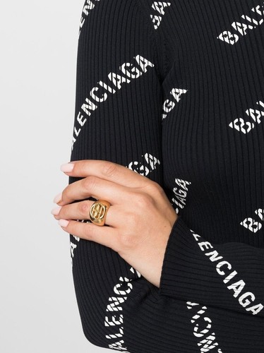 Balenciaga logo signet ring - logo,