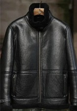 Men's B-3 Jacket WW2 US Navy RAF Aviator Flying Irvin Fur Shearling Real Leather