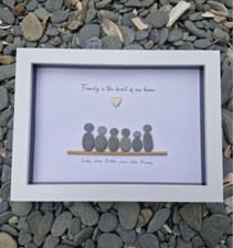 Personalised Family Pebble Art Picture Frame Gift. Christmas gift. handmade.  