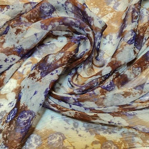 Brown blue floral sheer - blue,