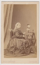 Royal CDV-Queen Victoria at her spinning wheel by W. & D. Downey of Newcastle