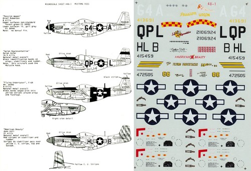 Microscale decals 51b d - decals, p-51b/d