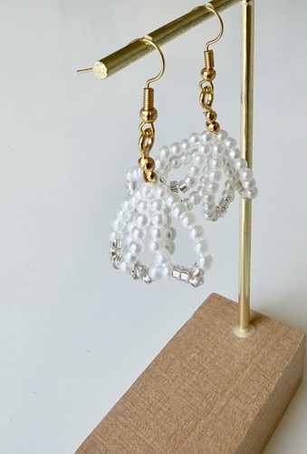 Handmade white pearl ring - white,