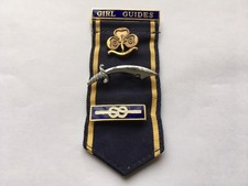 C1960s-70s X3 ASSORTED GIRL GUIDES PIN BADGES ON GIRL GUIDES LARGE PIN BROOCH