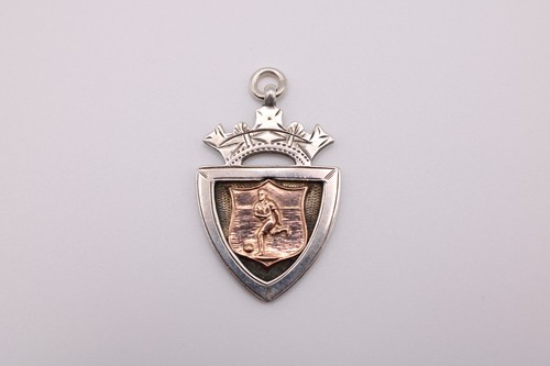 Silver football shield fob