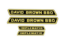 David Brown 880 "Implematic" Black & Yellow Bonnet Set Decals (41057)
