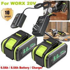 For WORX 20V Li-Ion Battery 8.0Ah WA3551 WA3553 WA3553.1 WX176 4-Pin /UK Charger