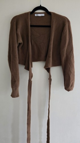 Zara brown knit cropped - brown,