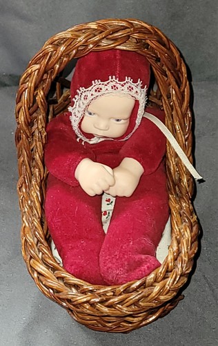 Baby wicker bassinet red - baby, bean