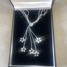 Sterling Silver Multi-Strand Lariat Necklace 925 star Detail -18” boxed 