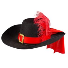 ADULT MUSKETEER HAT WITH RED