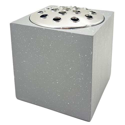 Grey speckled with silver lid - with,