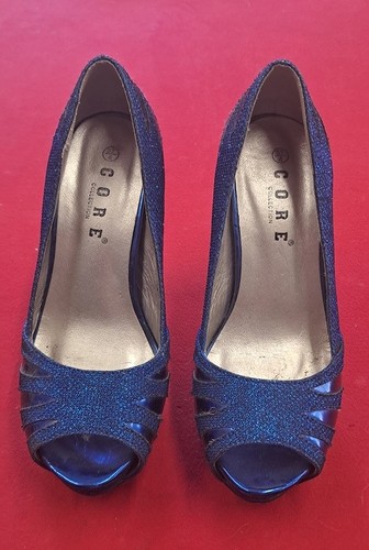 Royal blue glitter peep toe - glitter,