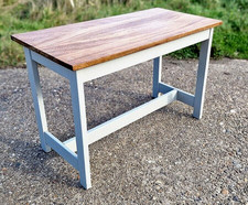 Vintage Wooden Science Lab School Bench Dining Table Office Desk / Workbench