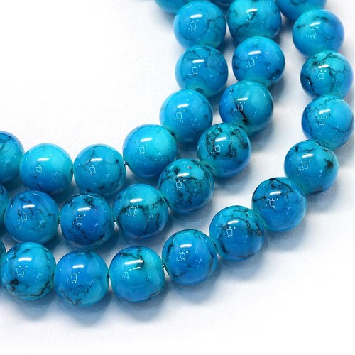 Marbled glass beads - beads, 200x