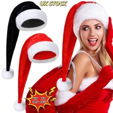 Adult Children Long Christmas Hat Plush Red Santa Claus Cap Christmas Hat UK