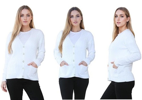 Women neck cardigan cable - women's,