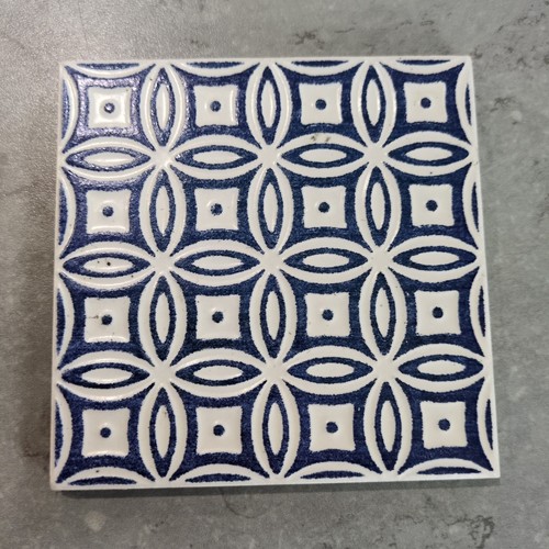 10cm square blue white - 10cm,