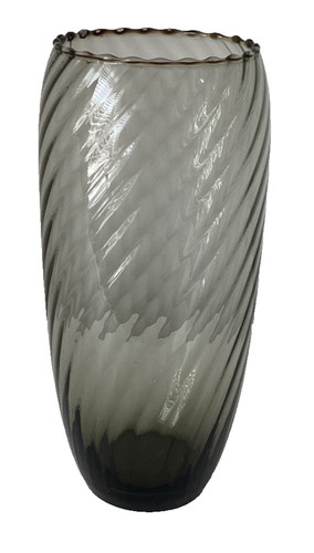 Smoked glass swirl vase - glass,