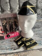 Ann Summers Cockpit Cutie Hat & Wrist Cuffs Only Black Shiny Pvc Stewardess Sexy