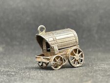 VINTAGE SOLID SILVER LADIES TRADITIONAL ROMANY GYPSY TRAILER CART CHARM PENDANT