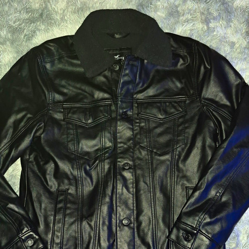 Hollister men black leather - black,